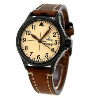 【新品】 DAMASKO 腕時計 メンズ DA20 DL ヴィンテージ 自動巻き ベージュxブラウン アナログ表示(腕時計(アナログ))