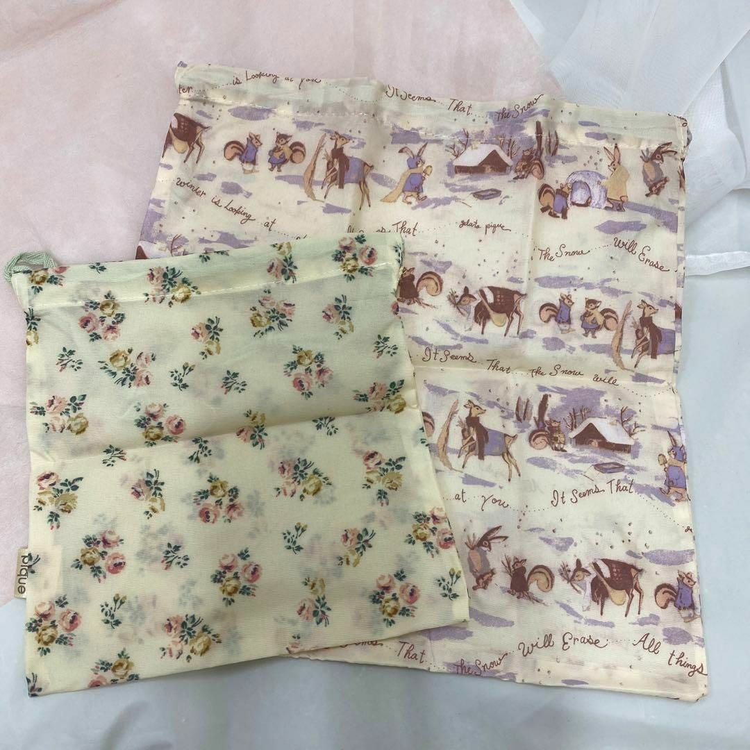 ジェラート ピケ gelato pique 巾着2枚セット　動物柄　花柄 レディースのファッション小物(ポーチ)の商品写真
