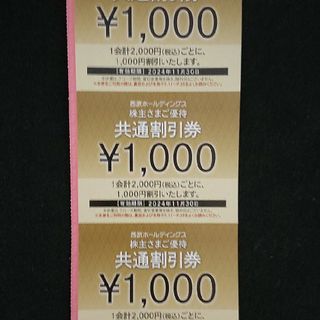 西武　株主優待　株主共通割引券  10000円