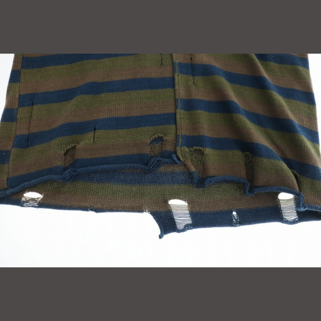 アクネ ストゥディオズ 21SS ボーダー ダメージ ニット 半袖ポロシャツ M メンズのトップス(ポロシャツ)の商品写真