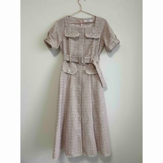 【Herlipto】Classic Tweed Belted Dress