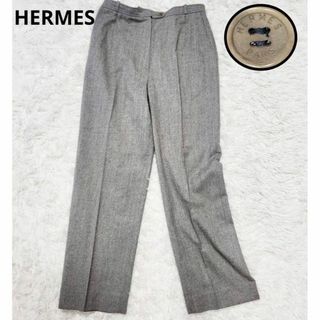 エルメス(Hermes)の【美品・ロゴ釦】エルメス スラックス パンツ 42 XL レディース グレー(その他)