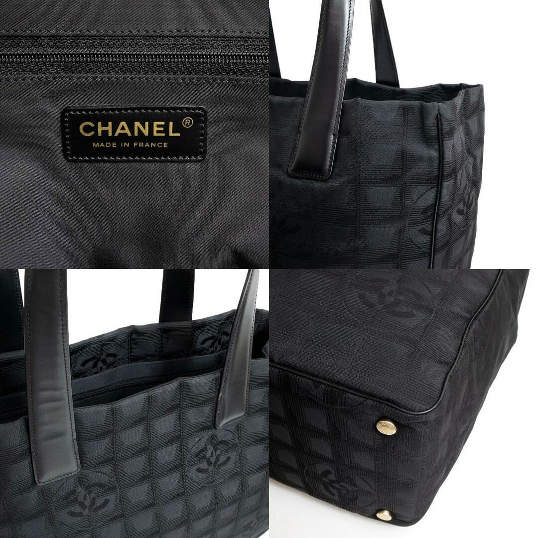 CHANEL(シャネル)のシャネル ニュートラベルライン MM トート ハンドバッグ ココマーク ナイロンジャガード カーフスキン レザー ブラック 黒 マットゴールド金具 A15991 CHANEL（中古） レディースのバッグ(トートバッグ)の商品写真