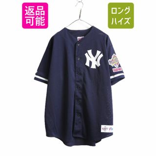 USA製 MLB オフィシャル Majestic ヤンキース ベースボール シャツ メンズ XL 古着 ゲームシャツ ユニフォーム メジャーリーグ 半袖シャツ (ウェア)