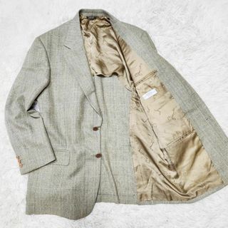 ジバンシィ(GIVENCHY)の【夏用・シルク混】ジバンシー サマージャケット メンズ L グレンチェック 緑系(テーラードジャケット)