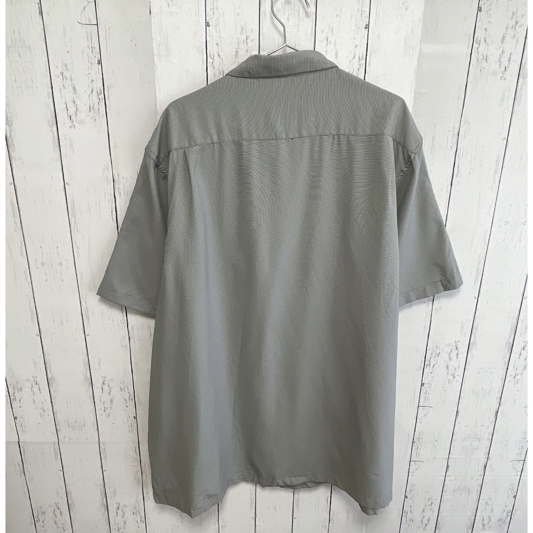 shirts(シャツ)のUSA古着　HAGGAR　半袖シャツ　ドレスシャツ　グレー　ライン　ストライプ メンズのトップス(Tシャツ/カットソー(半袖/袖なし))の商品写真