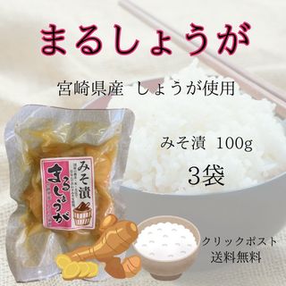 まるしょうが 100g 3袋 クリックポスト 送料無料 国産 漬物 生姜 グルメ(漬物)