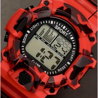 新品 SPROTWATCH デジタルウォッチ メンズ腕時計 レッドカモフラージュ(腕時計(デジタル))