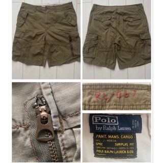 ポロラルフローレン(POLO RALPH LAUREN)の美品 POLO ラルフローレン MILITARY CARGO olive XL(ショートパンツ)