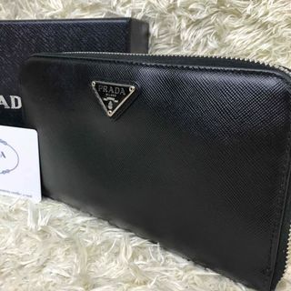 プラダ(PRADA)のプラダ❣️長財布　三角ロゴ　ブラック　黒　箱　ギャランティカード付き(財布)