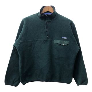 パタゴニア(patagonia)の90年代 カナダ製 patagonia パタゴニア スナップT フリースジャケット アウトドア グリーン (メンズ M) 中古 古着 Q5941(その他)