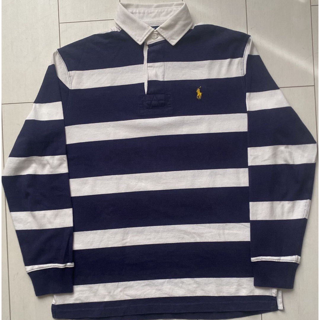 POLO RALPH LAUREN(ポロラルフローレン)の美品 POLO ラルフローレン ボーダー ラガー navy 紺 白 M 常田大希 メンズのトップス(ジャージ)の商品写真