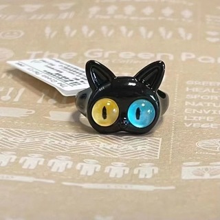 【再入荷】レディース リング アクセサリー 黒猫 オッドアイ かわいい(リング(指輪))