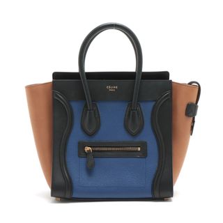 セリーヌ(celine)の美品 セリーヌ ラゲージ マイクロ ショッパー レザー マルチカラー トート バッグ ショルダー ハンド レディース EEM AB22-2(トートバッグ)