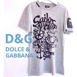 ドルチェアンドガッバーナ(DOLCE&GABBANA)のD&G ドルガバ　Tシャツ カットソー 半袖  プリント トップス XS グレー(Tシャツ(半袖/袖なし))