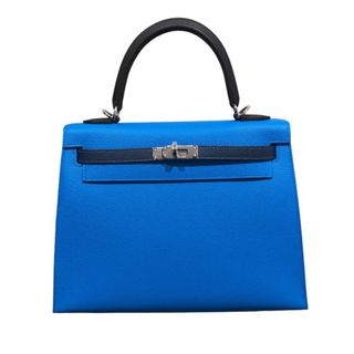 エルメス(Hermes)の　エルメス HERMES ケリー25 外縫い トリコロール B刻印 ブルーフランス/ブルーサフィール/ブラック エプソン レディース ハンドバッグ(ハンドバッグ)