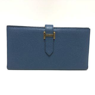 エルメス(Hermes)のエルメス HERMES ベアンスフレ ロングウォレット 長財布 シェーブル A刻 ブルー 美品(財布)