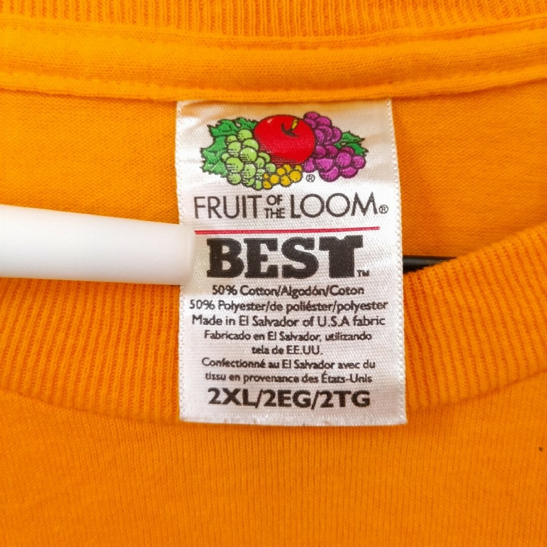フルーツオブザルーム US 古着 Tシャツ 2XL イエロー ビッグサイズ ロゴ メンズのトップス(Tシャツ/カットソー(半袖/袖なし))の商品写真