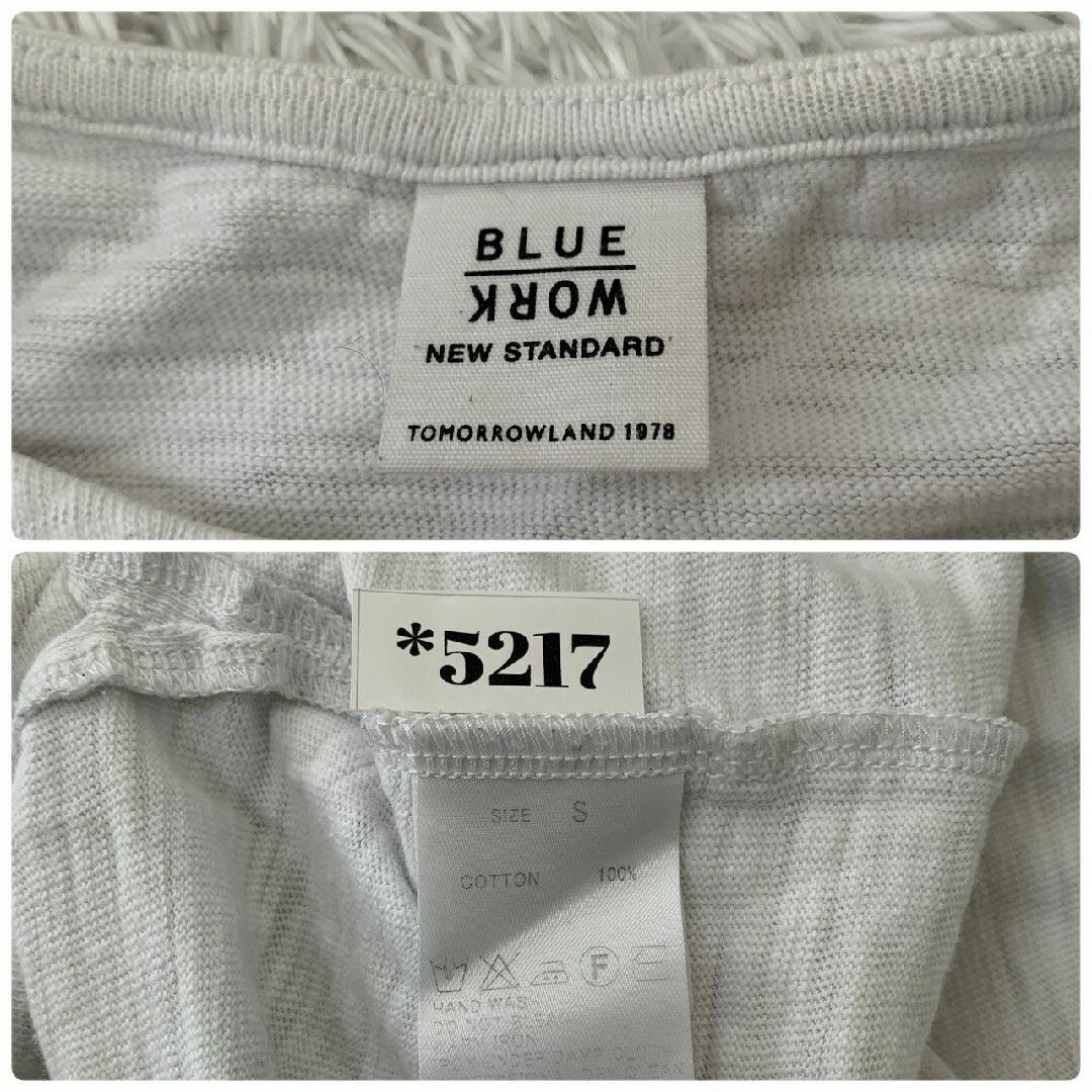 BLUE WORK(ブルーワーク)のブルーワーク S 長袖Tシャツ カジュアル シンプル ライトグレー ホワイト メンズのトップス(Tシャツ/カットソー(七分/長袖))の商品写真