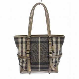 バーバリー(BURBERRY)のバーバリー トートバッグ ハンドバッグ ノバチェック シルバー 紺 ベージュ(トートバッグ)