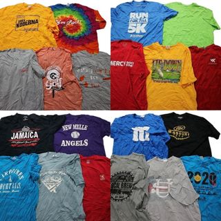 古着卸 まとめ売り カラーmix プリント 半袖Tシャツ 20枚セット (メンズ 2XL ) 英字プリント　ワンポイントロゴ　イエロー　ブルー MT1185(その他)