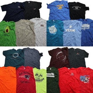 古着卸 まとめ売り カラーmix プリント 半袖Tシャツ 20枚セット (メンズ XL ) プロチーム ペイトリオッツ ワンポイントロゴ 英字ロゴMT1229(その他)