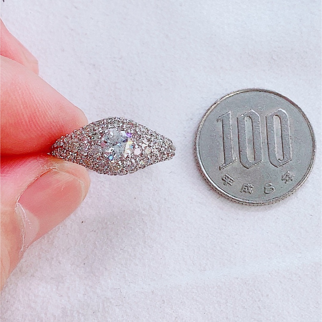 ★0.532ct★✨ 一粒ダイヤモンド1.70ctパヴェダイヤプラチナリング指輪 レディースのアクセサリー(リング(指輪))の商品写真
