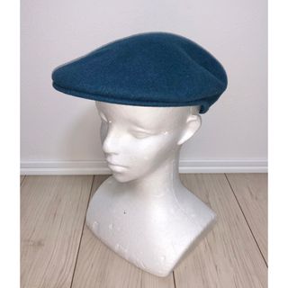 カンゴール(KANGOL)のM 美品 KANGOL WOOL 504 ハンチングキャップ ベレー帽 ブルー(ハンチング/ベレー帽)