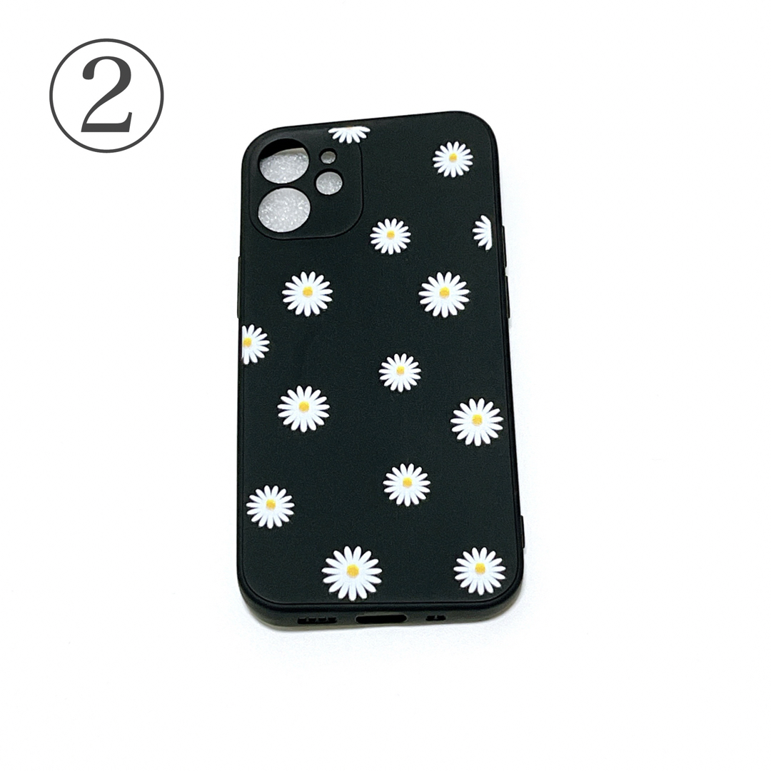 iPhone 12 mini ケース　デイジー　花　ブラック　黒　韓国　カバー スマホ/家電/カメラのスマホアクセサリー(iPhoneケース)の商品写真