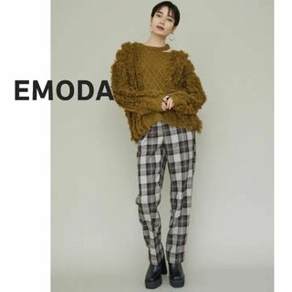 エモダ(EMODA)のEMODA エモダ　パンツ　チェック　茶色　ブラウン　ストレート(カジュアルパンツ)