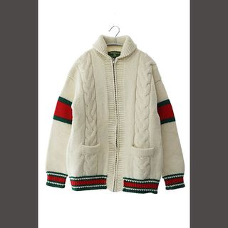 グッチ(Gucci)のグッチ GUCCI カウチン セーター ニット ジップ ジャケット S 白(ブルゾン)