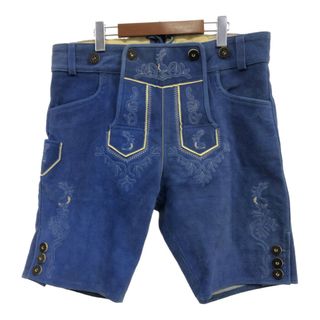 LEDERHOSEN 4U レーダーホーゼン レザー ショートパンツ ブルー (メンズ 52) 中古 古着 Q6162(ショートパンツ)