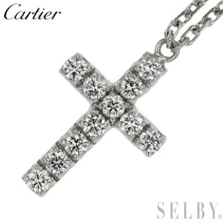 カルティエ(Cartier)のカルティエ K18WG ダイヤモンド ペンダントネックレス シンボルクロス(ネックレス)