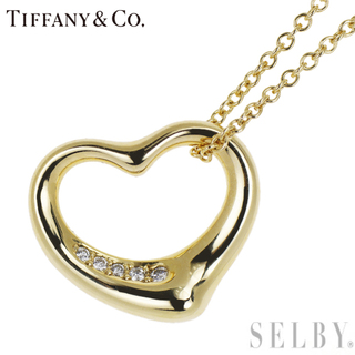 ティファニー(Tiffany & Co.)のティファニー K18YG ダイヤモンド ペンダントネックレス オープンハート(ネックレス)