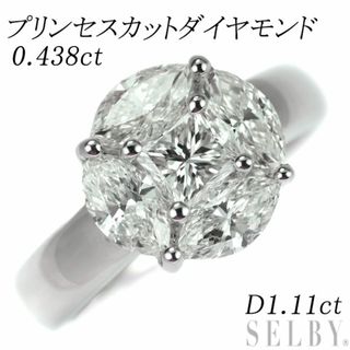 Pt900 プリンセスカット ダイヤモンド リング 0.438ct D1.11ct(リング(指輪))