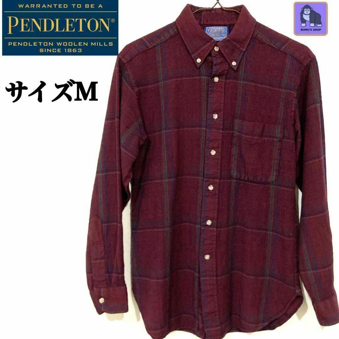 PENDLETON(ペンドルトン)の【70s】ペンドルトン　バージンウール100%　レッド系　チェック柄 M メンズのトップス(シャツ)の商品写真