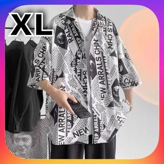 【残りわずか】ビッグシルエット　半袖　ストリート　シャツ　英字　XL　モード　(Tシャツ/カットソー(半袖/袖なし))