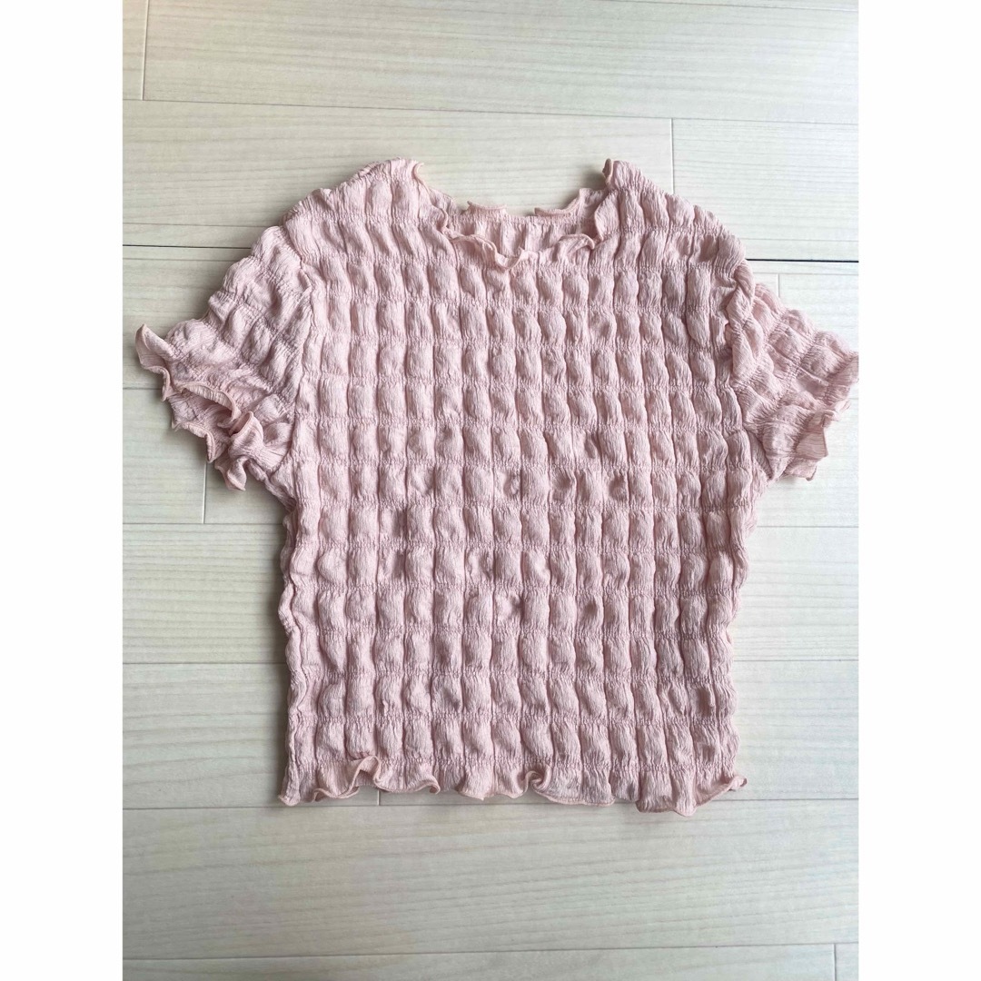 GU(ジーユー)のGU シャーリングT ピンク レディースのトップス(Tシャツ(半袖/袖なし))の商品写真