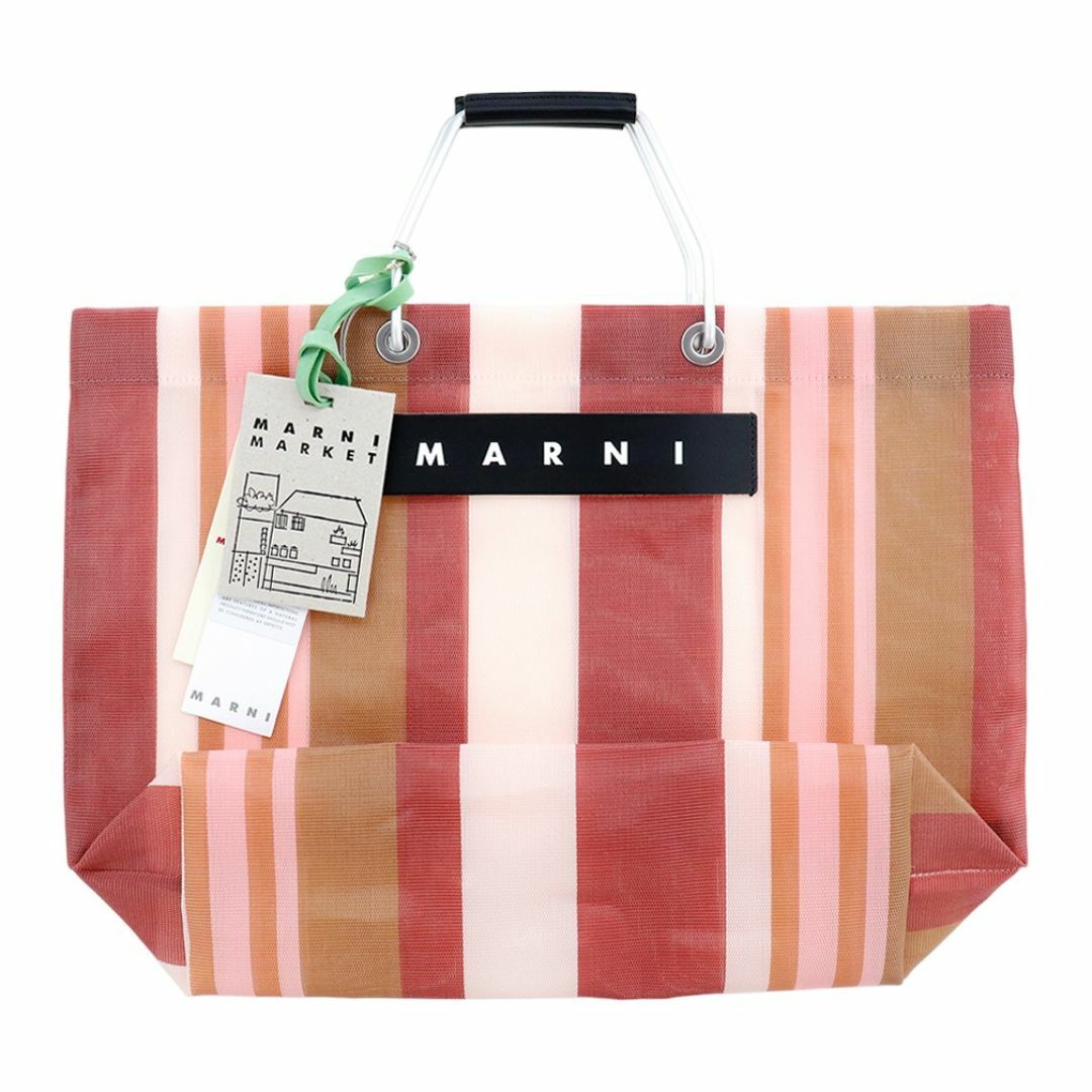 MARNI - マルニ ストライプバッグ インディアンレッド トート MARNI - マルニ ストライプバッグ インディアンレッド トート
