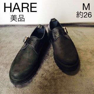 ハレ(HARE)の美品HAREハレ厚底革靴シャークソール　ブラック(ドレス/ビジネス)