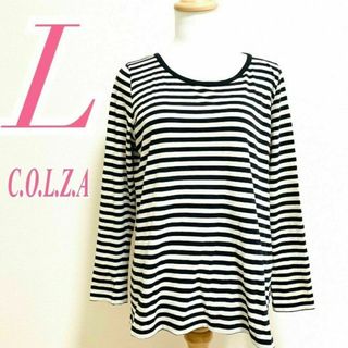 COLZA - コルザ　長袖カットソー ボーダー カジュアルポリエステル65%　綿35%