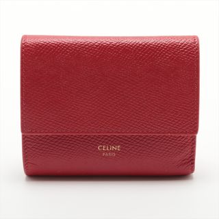 セリーヌ(celine)のセリーヌ スモールトリフォールド レザー  レッド レディース コンパクト(財布)