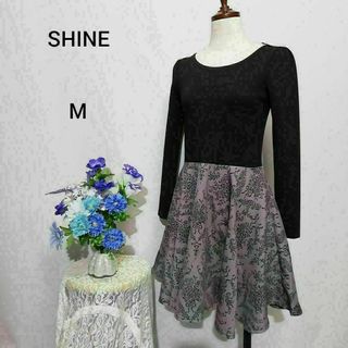 SHINE 極上美品　ワンピース　Мサイズ　黒色系(ひざ丈ワンピース)