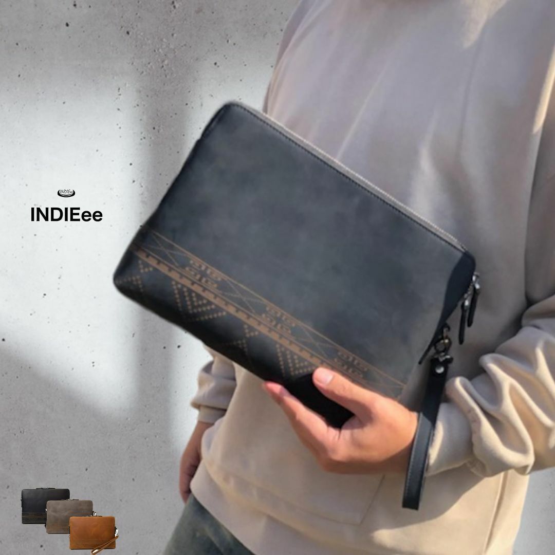 【色: ブラック】[インディ] オルテガ ヌバックレザー クラッチバッグ ショル メンズのバッグ(その他)の商品写真