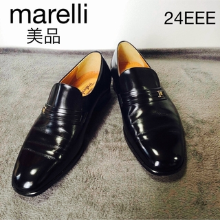 美品marelliマレリー　ドレス、ビジネスシューズ　ブラック　革靴(ローファー/革靴)