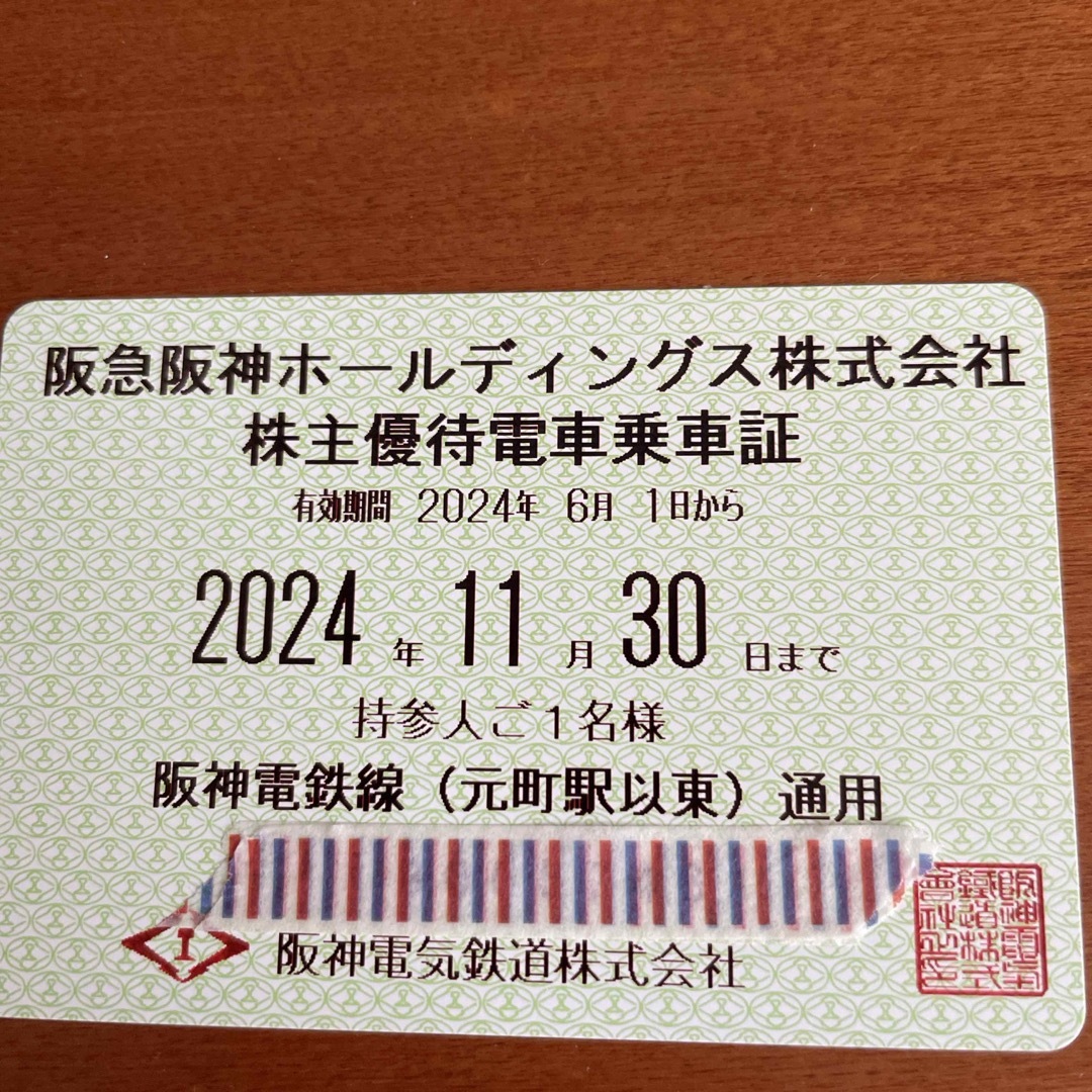 #阪神電車　株主優待電車乗車証 チケットの乗車券/交通券(鉄道乗車券)の商品写真
