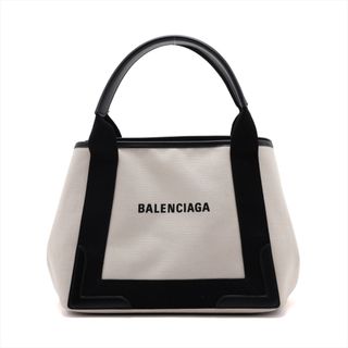 バレンシアガ(Balenciaga)のバレンシアガ ネイビーカバス キャンバス×レザー  ブラック レディース(ハンドバッグ)