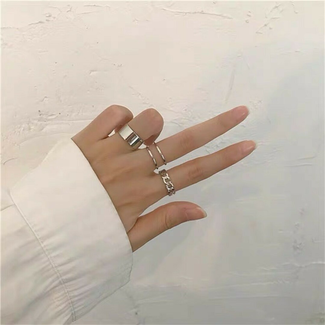 シルバーリング 3点セット 指輪 レディース メンズ ユニセックス アクセサリー レディースのアクセサリー(リング(指輪))の商品写真