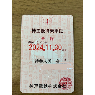 神戸電鉄　株主優待乗車証(鉄道乗車券)
