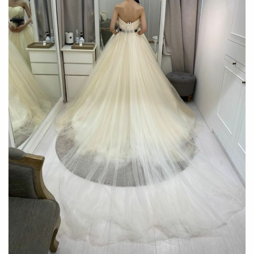 ウェディングドレス 可愛い ベアトップ サッシュベルト 結婚式